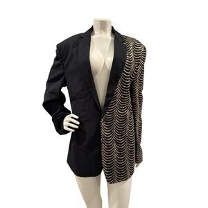 Men Glitter Sequin Suit Formal Blazer Wedding Party Prom Jacket Regular Fit Sz M